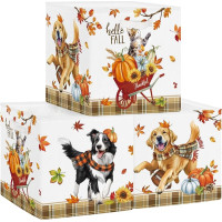 Clastyle Pack of 3 Autumn Thanksgiving Children's Storage Box Fabric for Kallax Foldable Storage Basket Small Boys Girls Cupboard Organiser Wardrobe for Shelf, Colourful Pet, 30 x 30 x 30 cm