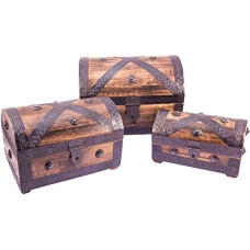 Pirate Treasure Chest Storage Box By Thunderdog – Durable Wood & Metal Construction – Unique, Handmade Vintage Design With A Front Lock - 28x20x20cm Size – Striking Decorative Element – The Best Gift
