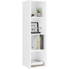 fevarbord Bookcase with 4 Compartments, 30 x 30 x 106 cm, Cube Shelf, Standing Shelf, Slim for Bedroom, Living Room, Office, White