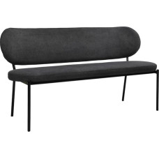 byLIVING Jersey Bench, Woven Fabric, Dark Grey, Metal Frame, Black/Bench with Backrest, Kitchen Bench, Dining Room Bench, Upholstered Bench, W 160, H 82, D 62 cm