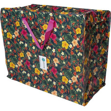 Happy Planet Giftshop Large Jumbo Zip Storage Bag 58 x 47 x 30 cm 80L (Tropical Floral) (Pack of 5)