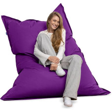 Bruni Caree Giant Bean Bag in Purple - Rectangular XXL Bean Bag with 140 x 180 cm and 400 L Filling, Bean Bag with Inner Cover, Reclining Bag, Removable Cover, Indoor and Outdoor, from Germany