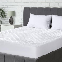 Utopia Bedding Quilted Mattress Topper, 200 x 200 cm, Soft Microfibre Mattress Topper, Height up to 30 cm with Fitted Border, Mattress Protector for Under the Bed, Also for Box Spring Beds (White)