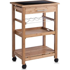 Zeller 13778 Kitchen Trolley Bamboo Glass Top / 58 x 40 x 85