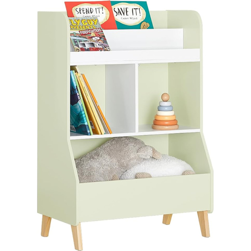 SoBuy KMB90-GR Children's Shelf, Bookcase, Children's Room, Shelf, Storage Shelf for Children, Children's Room, Furniture White / Green, Width Approx. 60 x 89 x 36 cm