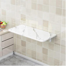 Wäsche-Klapptisch zur Wandmontage, platzsparender Schreibtisch für kleine Räume, ideal für Büro, Arbeitszimmer, Küche, Esszimmer, Werkbank, Hausbar (weißes Steinmuster, 120 x 40 cm)