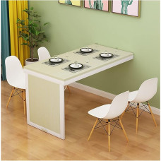 Folding Dining Table Wall Mounted Multifunctional Space Saving Table (E80x60x75cm) for Small Spaces, Kitchen, Living Room, Easy Installation
