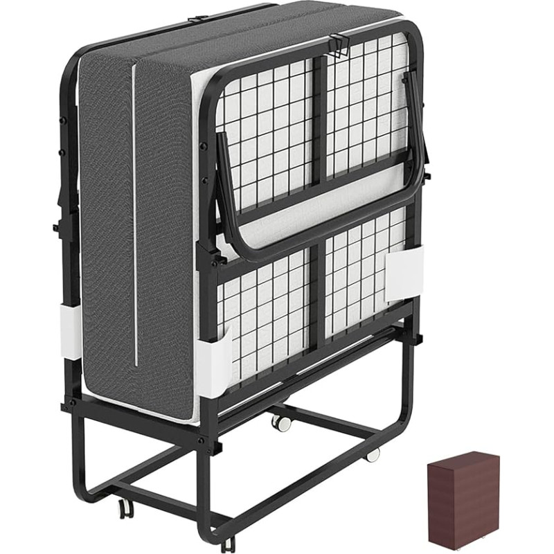 MUTUN Folding Bed 80 x 190 cm, Folding Beds with 12 cm Mattress, Murphy Bed, Guest Bed Folding with Dust Cover, Metal Folding Frame, Reinforced Metal Grid, Load Capacity 250 kg