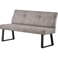 DUBI Möbel Joy 21302-160-YU09-01 Dining Room Bench 160 cm with Backrest Padded with Spring Core for Dining Room, Hallway, Wardrobe with Metal Frame, Modern Design, Grey