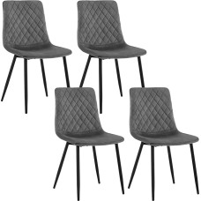 EUGAD Dining Room Chairs, Set of 4, Kitchen Chairs, Living Room Chairs, Make-Up Chair, Upholstered Chair, Accent Chair, with Velvet Seat, Metal Legs, 150 kg, for Dining Room, Kitchen, Living Room,