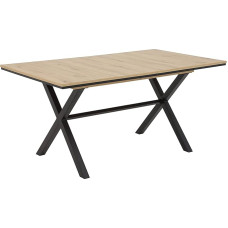 Apollo Karina Dining Table, Extendable Table, Wood Material Melamine-Coated, Artisan Oak, X-Frame Anthracite, 160-200 x 90 cm