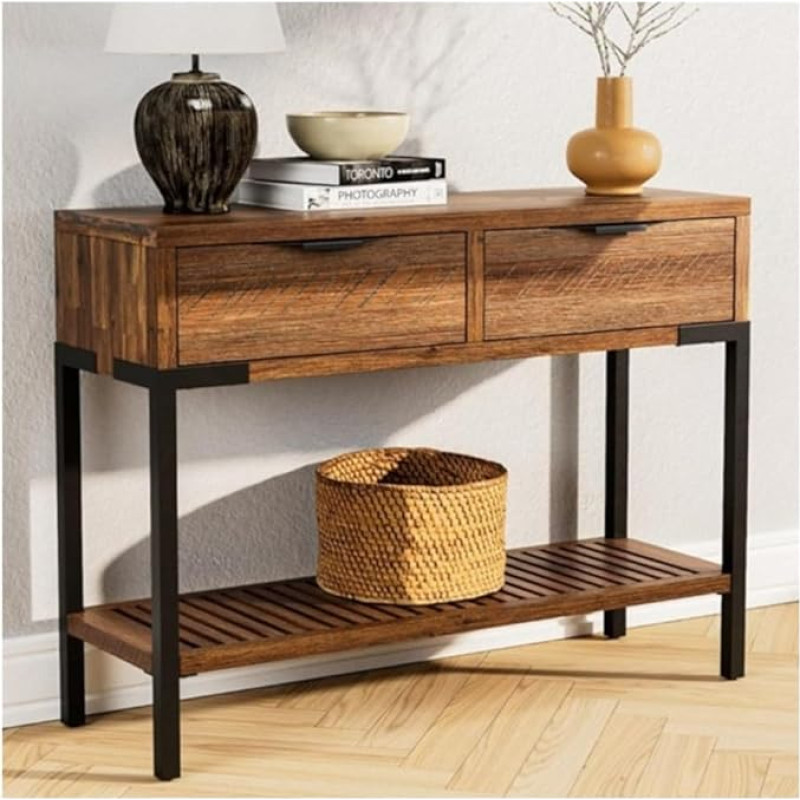 Vickyliou Entrance Table Modern Console Table for Entrance Area - Narrow Sofa Back Seat with Shelf, Farmhouse Divider Decor, Console Table with Storage
