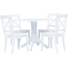 vidaXL Solid Rubber Wood Dining Room Set Kitchen Table Dining Table Set Dining Room Chair Table Set Dining Table Set 4 Chairs 5-Piece White