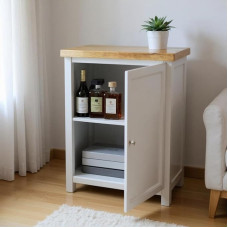 GROF Furniture Oak Lacquered Cabinet Hallway Storage Unit Corner Cabinet Kitchen Utensil Cabinet Living Room Cabinet Thick White Oak Top 35mm Oak Chest of Drawers (Grey, B 64