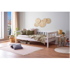 Inter Link - Sofa Bed - Day Bed - Guest Bed - Solid Pine Bed - 90 x 200 cm - Sofa Bed - Includes Slatted Frame - Painted White - Sintro