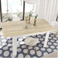 Dmora - Midland Extending Table Extendable Console Dining Room Kitchen Table with Extension, 140/190 x 90 x 78 cm, Oak and White