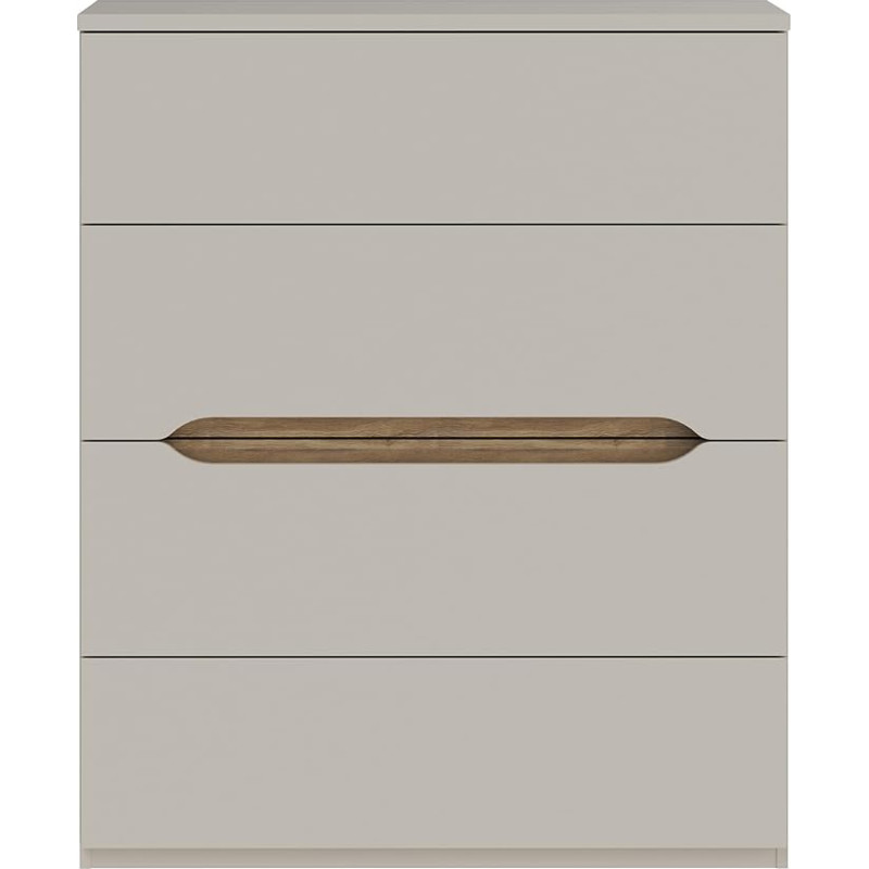 Forte EDWAL Chest of Drawers 95, Modern Chest of Drawers with Rounded Handles, 4 Drawers, Wood Composite, Cashmere | Beige Wood Decor, 95.1 cm Wide x 114.7 cm High x 41.5 cm Deep