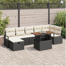 Rantry 8-teiliges Garten-Sofa-Set mit Kissen Schwarz Poly-Rattan, 2-Sitzer Garten-Sofa mit Stauraum und Kissen Schwarz Poly-Rattan Gartenlounge Model3361334
