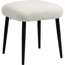 HOMCOM Footstool Stool Square Makeup Stool Footrest with Cashmere Look Steel Legs for Living Room Bedroom Cream White 42 x 42 x 44 cm