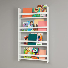 [en.casa] Sotenäs Children's Wall Shelf for Children's Room, 120 x 74 x 10 cm, Children's Bookcase with 4 Shelves, Open Children's Room Shelf, White