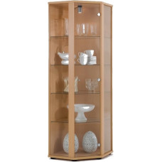 K-Möbel Corner Display Cabinet in Beech Decor (176 x 56.5 x 56.5 cm) with 4 Glass Shelves and LED - Model Car Display Cabinet Beech - Display Cabinet - Collector's Display Cabinet - Living Room