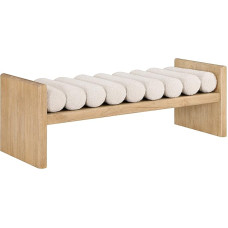 Meridian Furniture Waverly Collection Modern Bench with Solid Wood Finish, Luxury Boucle Fabric, Rubberwood, Cream, 52