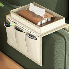 DZOZO Sofa Chair Couch Armrest Organiser Remote Control Holder Caddy Handset Holder Armchair Storage Bag with Drink Holder for Tablet, Phone, Pad, Book, Magazines, 6 Pockets
