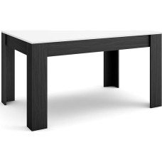 Skraut Home Dining Room Table, Kitchen Table, Dining Table, 140 x 90 x 76 cm, For 6 Guests, House Table, Modern Style, White and Black