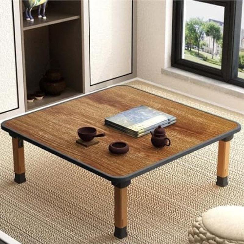 Japanischer quadratischer Bambus-Couchtisch für Wohnzimmer, modernes Design, 60 x 60 cm, umweltfreundlich, minimalistisch, perfekt für kleine Räume