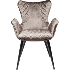 Kare Dream Design Armchair Brown Dining Room Chair Upholstered Chair Velvet Look Steel Feet 48 cm Seat Height 88 x 63 x 61 cm (H x W x D)