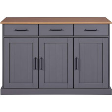Inter Link Chest of Drawers - Sideboard - Buffet - Sideboard - Solid Pine - FSC - 3 Doors - 3 Drawers - Country House Style - Forenzo - Forenzo 3T3S Grey - Grey/Oak Colori