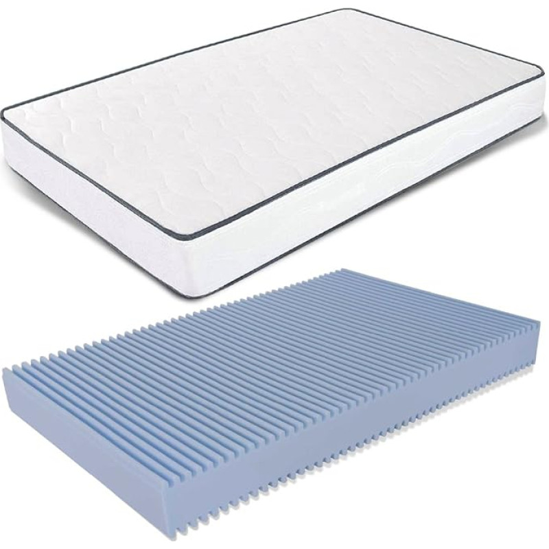 French Mattress 140 x 185 x 14 cm Orthopaedic with Medical Device, Waterfoam Mite Proof Top and Breathable Lining, Mattress Outside Measure Made of Polyurethane for Bed of the