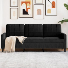 Willood 3-Seater Sofa Upholstered Sofa for Living Room, Couch Lounge Sofa Metal Frame, Three Seater Velvet Sofa Seat, Modern Black, 180 cm, Velvet