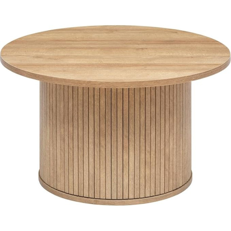 Atmosphera Colva Veneer Coffee Table with Wood Effect Diameter 70 cm Natural Wood