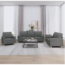 CIADAZ 3-piece sofa set with cushions, dark grey fabric, sofa with relaxation function, couch set, living room sofa, couch, sofa set 3201259