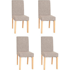 Mendler Littau Set of 4 Dining Chairs / Kitchen Chairs / Textile / Grey / Light Legs