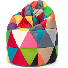 Ecopuf Bean Bag XL Patchwork - Outdoor and Indoor Polyester Bean Bag with Anti-Loss Zip - 85 x 135 cm