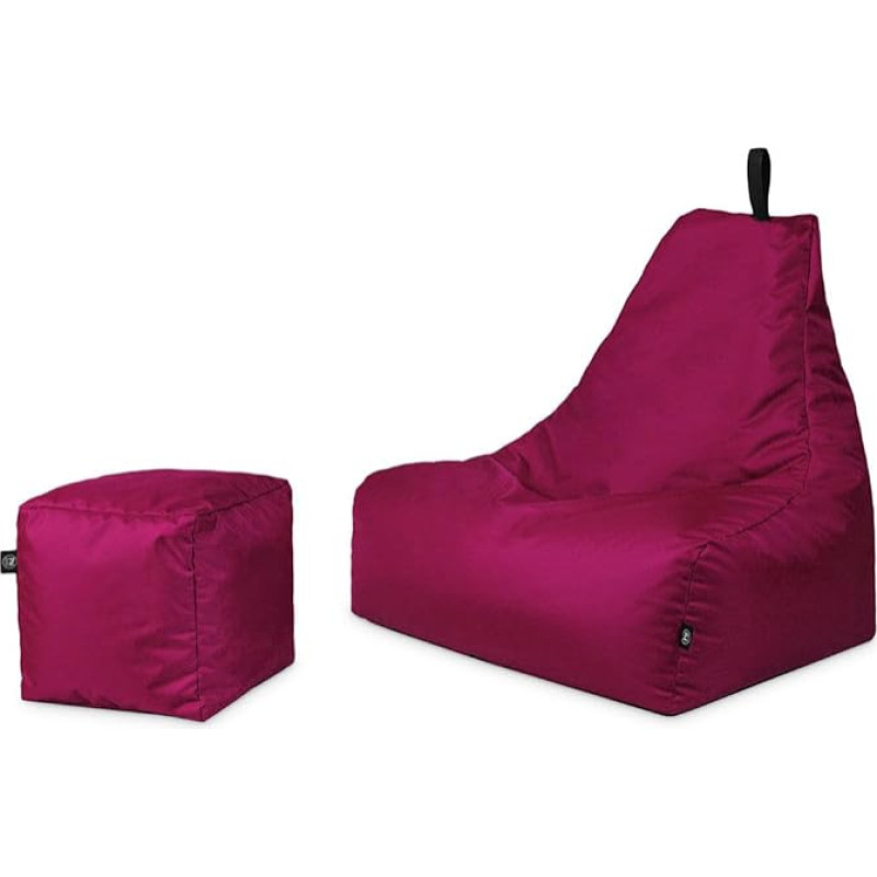 Patchhome Lounge Chair + Cube / Stool in 2 Sizes and 25 Colours Gamer Bean Bag Seat Cushion Adult Giant Bean Bag Children Ready Filled with Polystyrene Filling Suitable for Indoor and Outdoor Use