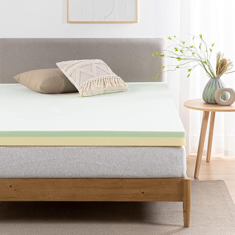Zinus EU-GTFT-300L Memory Foam Mattress Topper with Green Tea, White, 160 x 190 cm