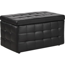 Modern Tufted Ottoman Bedroom Bench Storage Chest Black Faux Leather Michigan