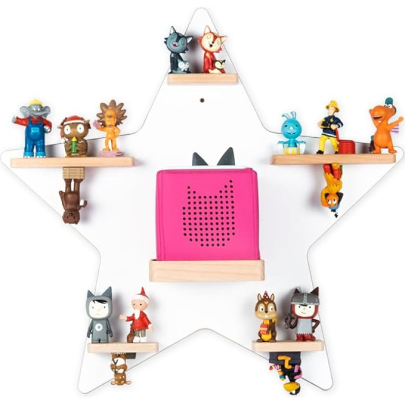 Boarti children's shelf, stars in various sizes and colours, for Toniebox and Tonies, for playing and collecting