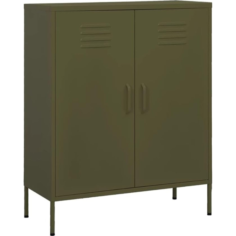vidaXL Storage Cabinet Sideboard Chest of Drawers Steel Cabinet Side Cabinet Multi-Purpose Cabinet Book Cabinet Standing Cabinet Olive Green 80 x 35 x 101.5 cm Steel