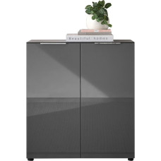 Santorin Chest of Drawers Anthracite with Glass Front, Cabinet Body in Anthracite with Glass Top Shelf with Lots of Storage Space for Your Living Area – 90 x 99 x 40 cm (W x H x D)