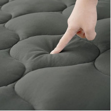 DUANDUAN Topper 160 x 200 cm on 2 Person Mattress Extendible Large 38 cm Deep Quilted Mattress Protector Breathable Microfibre Dark Grey