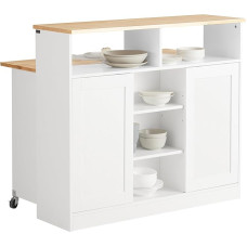 SoBuy FSB36-WN Sideboard with Sliding Doors Kitchen Island with Expandable Work Surface Kitchen Cabinet Highborad Chest of Drawers Cabinet White W x H x D x H x D x H x D x H x D x H x D x H x D
