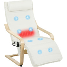 HOMCOM Lounge Chair, Recliner Chair with Massage and Heating with High Backrest, Headrest, Adjustable Footrest, Remote Control and Side Pocket, Linen Look Fabric, for Bedroom