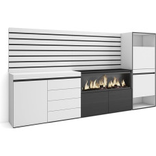 Skraut Home Sideboard, Chest of Drawers, Storage Cabinet, 274 x 145 x 35 cm, for Bedroom, Room, Electric Fireplace, XXL, Chest of Drawers with Drawers, Shoe Cabinet, Modern Style, White