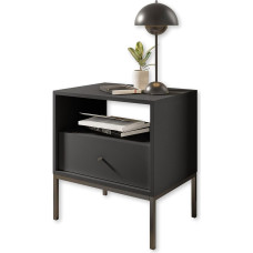Stella Trading Bedside Table with Metal Frame, Graphite, Modern Bedside Cabinet with Drawer and Open Storage Compartment, 54 x 57 x 39 cm (W x H x D)