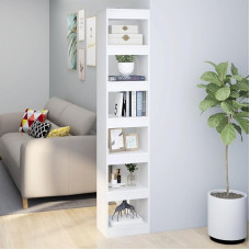 Natulvd 6 Tier Slim Bookcase 198cm Tall Corner Bookcase with Open Shelves Shelf Display Shelf Room Divider for Small Space Living Room Kitchen Bathroom Balcony - White -