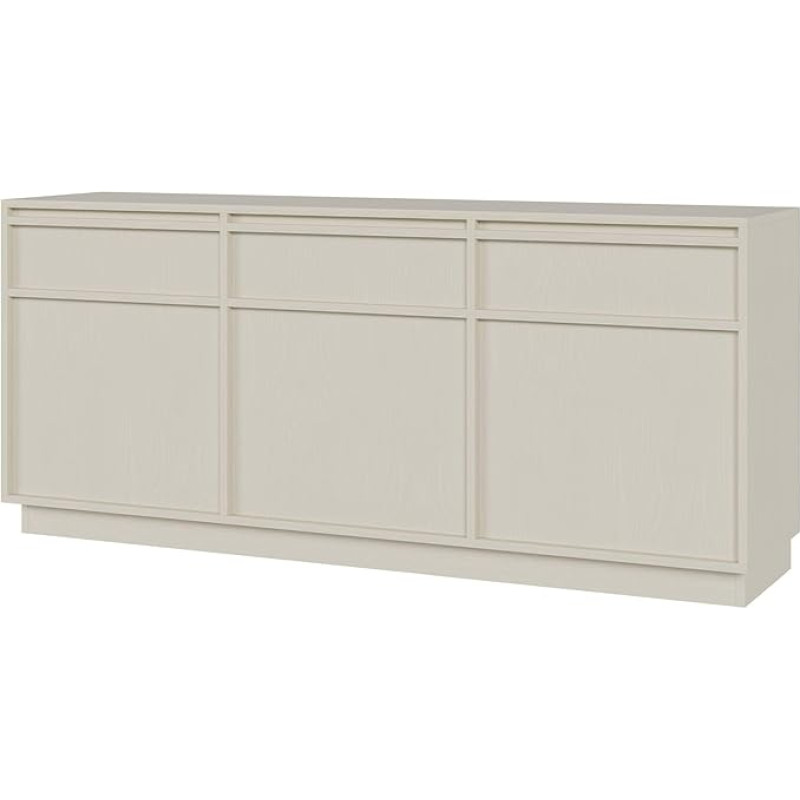 Selsey Sand Beige Evo Chest of Drawers 68.6 x 154 cm - Minimalist Design with 3 Cabinets & 3 Drawers - Matte Finish, Push-to-Open System - Ideal as a Chest of Drawers for Bedroom, Living Room